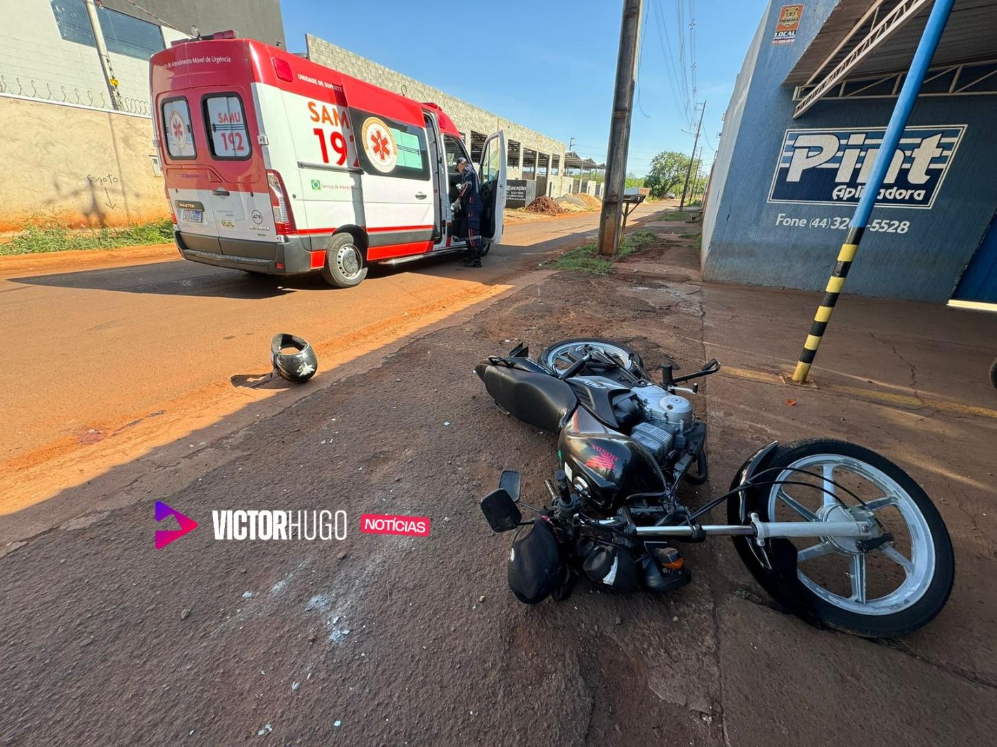 Motociclista fica ferido após batida no Parque industrial em Sarandi