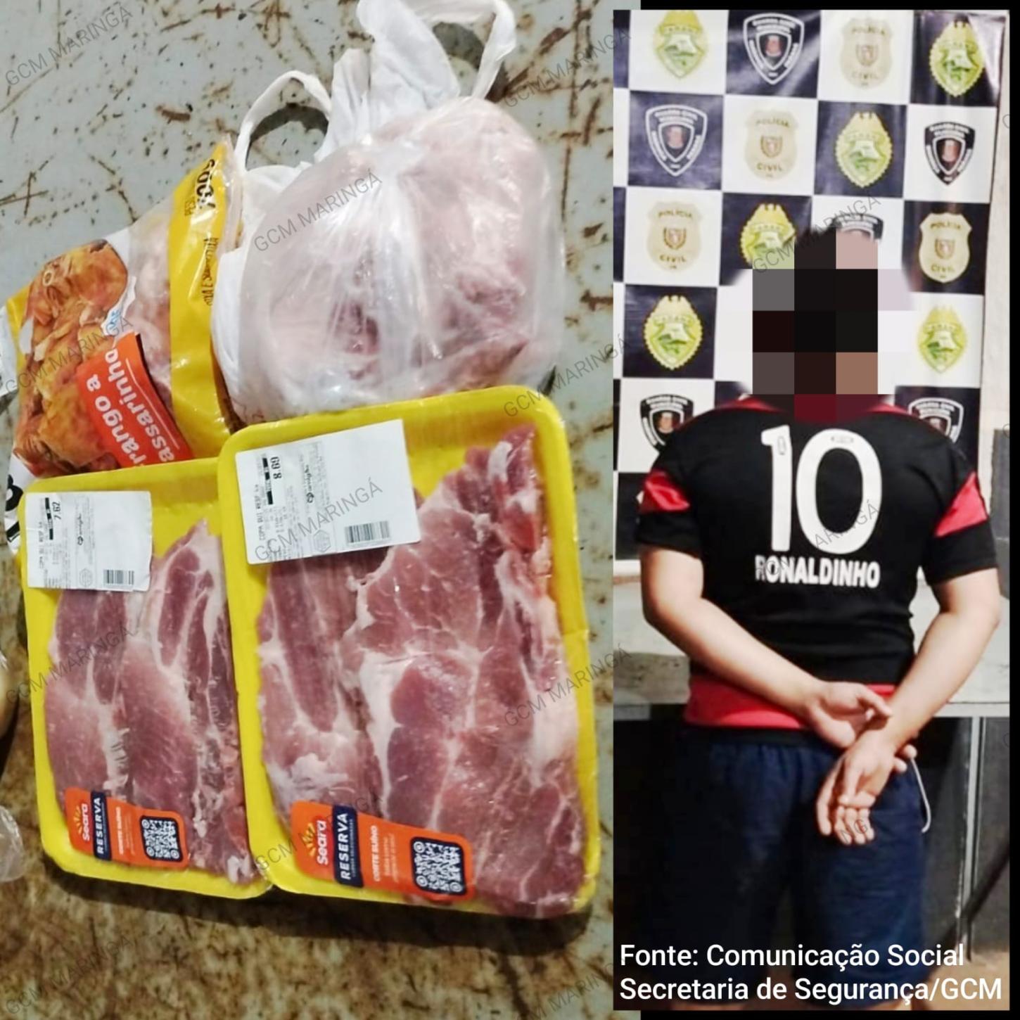 Homem é preso pela Guarda Civil Municipal após furtar carne pela terceira vez no mesmo supermercado em Maringá