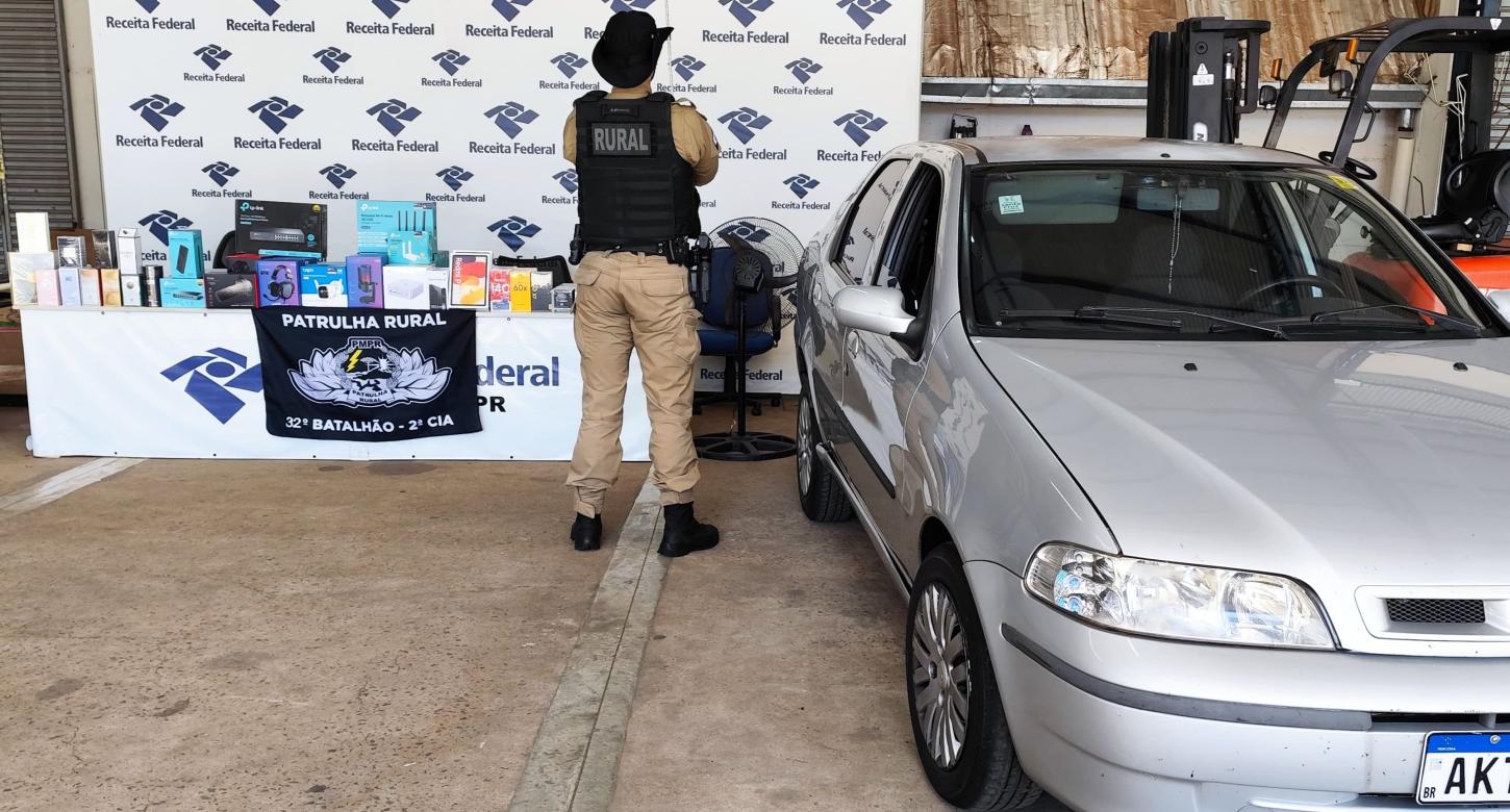Patrulha Rural apreende carga de produtos contrabandeados do Paraguai em Floresta