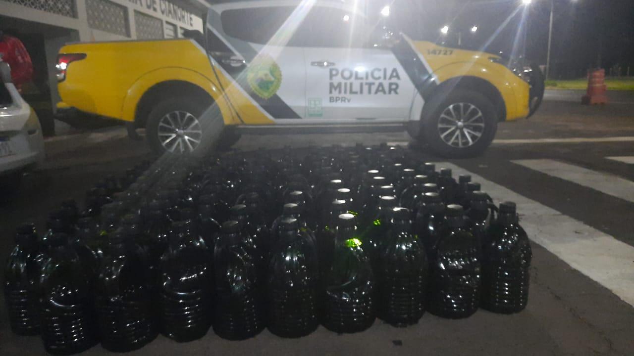 Polícia Rodoviária apreende 595 litros de azeite sem documentação em Cianorte