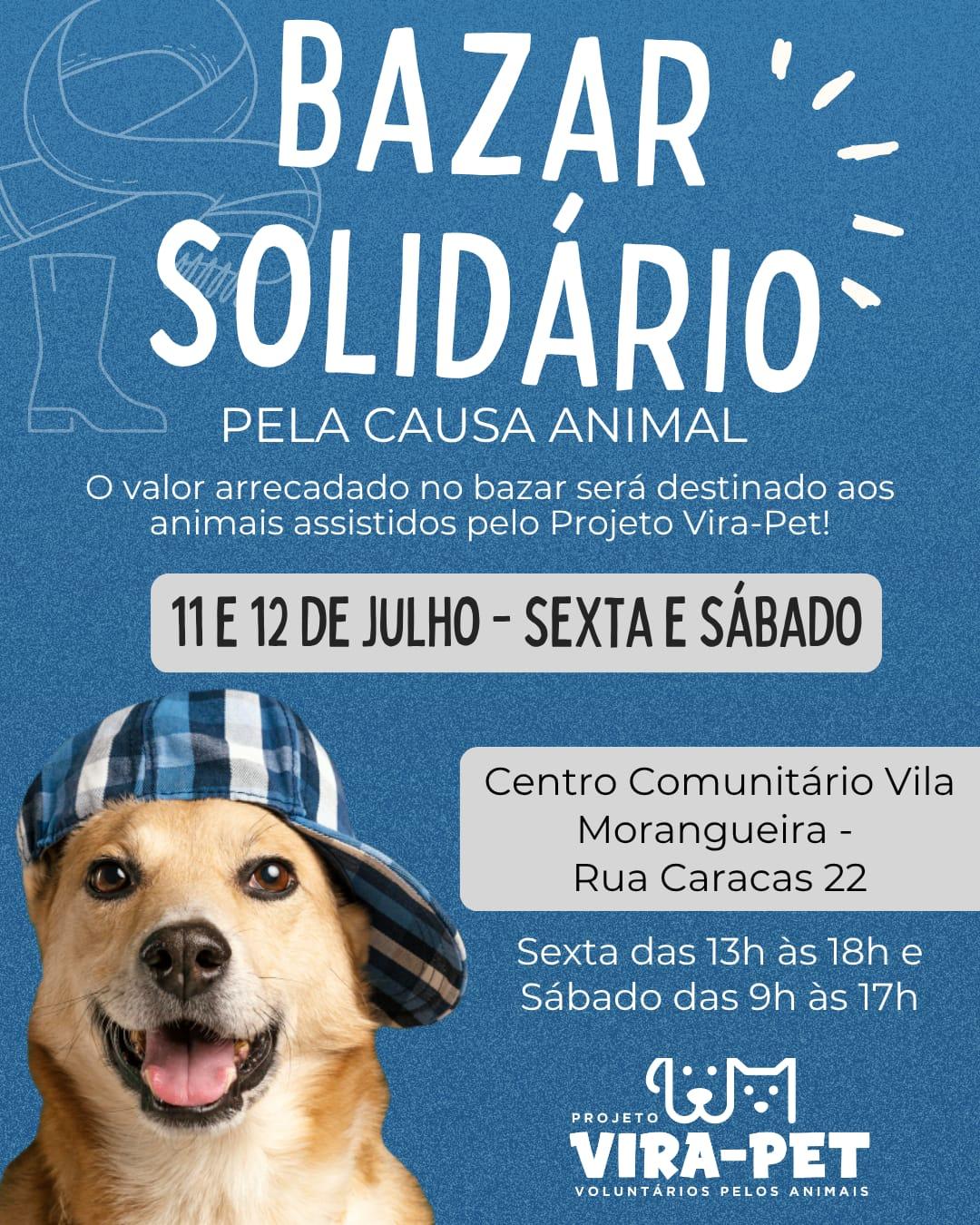 Projeto Vira-Pet realiza Bazar Solidário com renda 100% revertida para animais resgatados