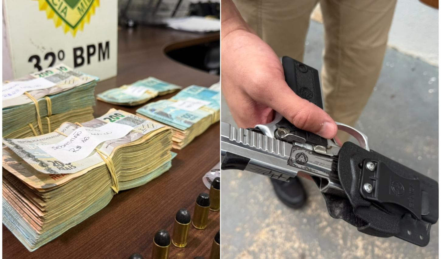 Mais de R$ 40 mil, arma e seis celulares; Policial civil é preso com dois foragidos por homicídio